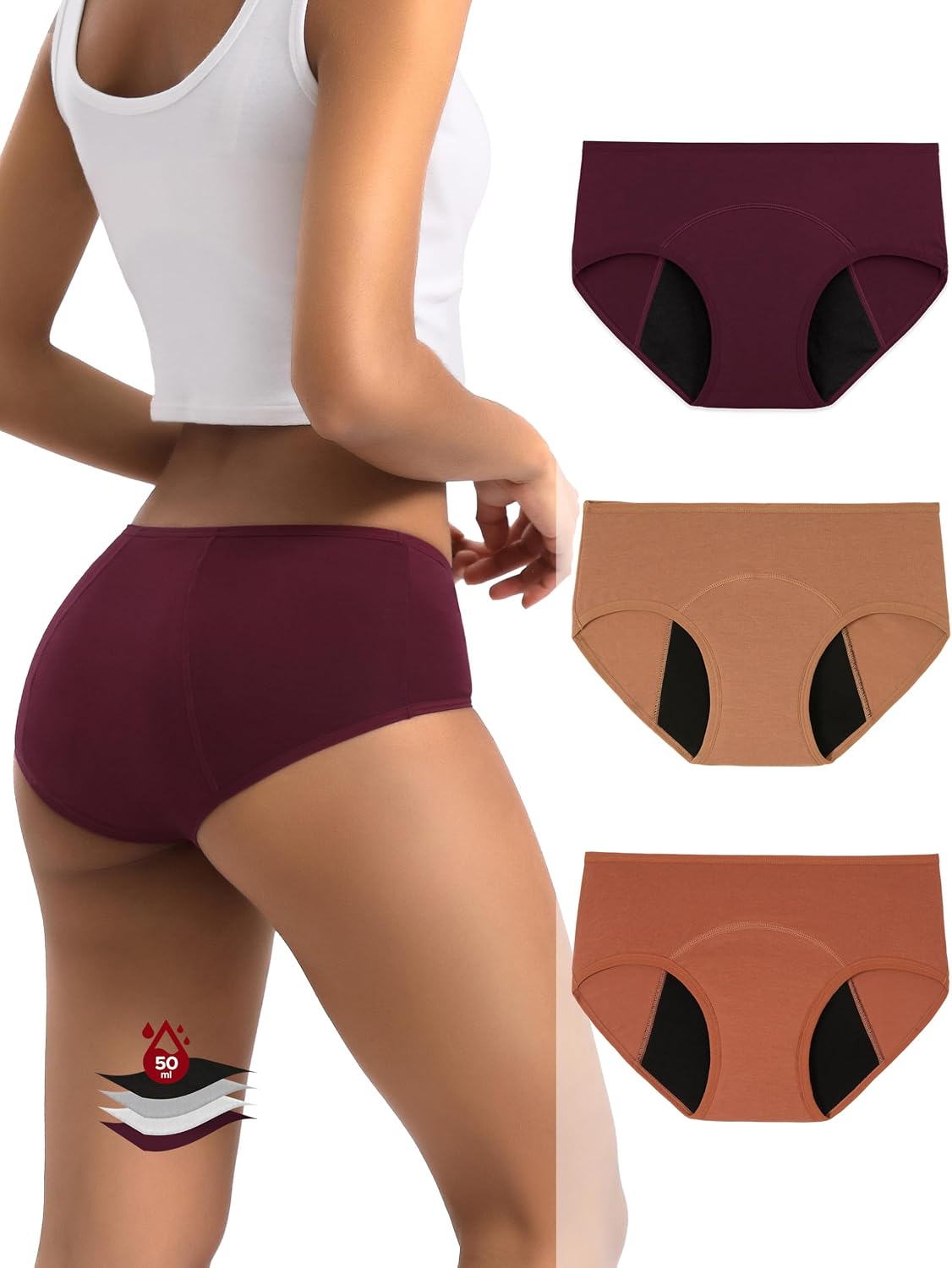 Thumbnail 6 de INNERSY Period Underwear 3-Pack hipster panties 🩲