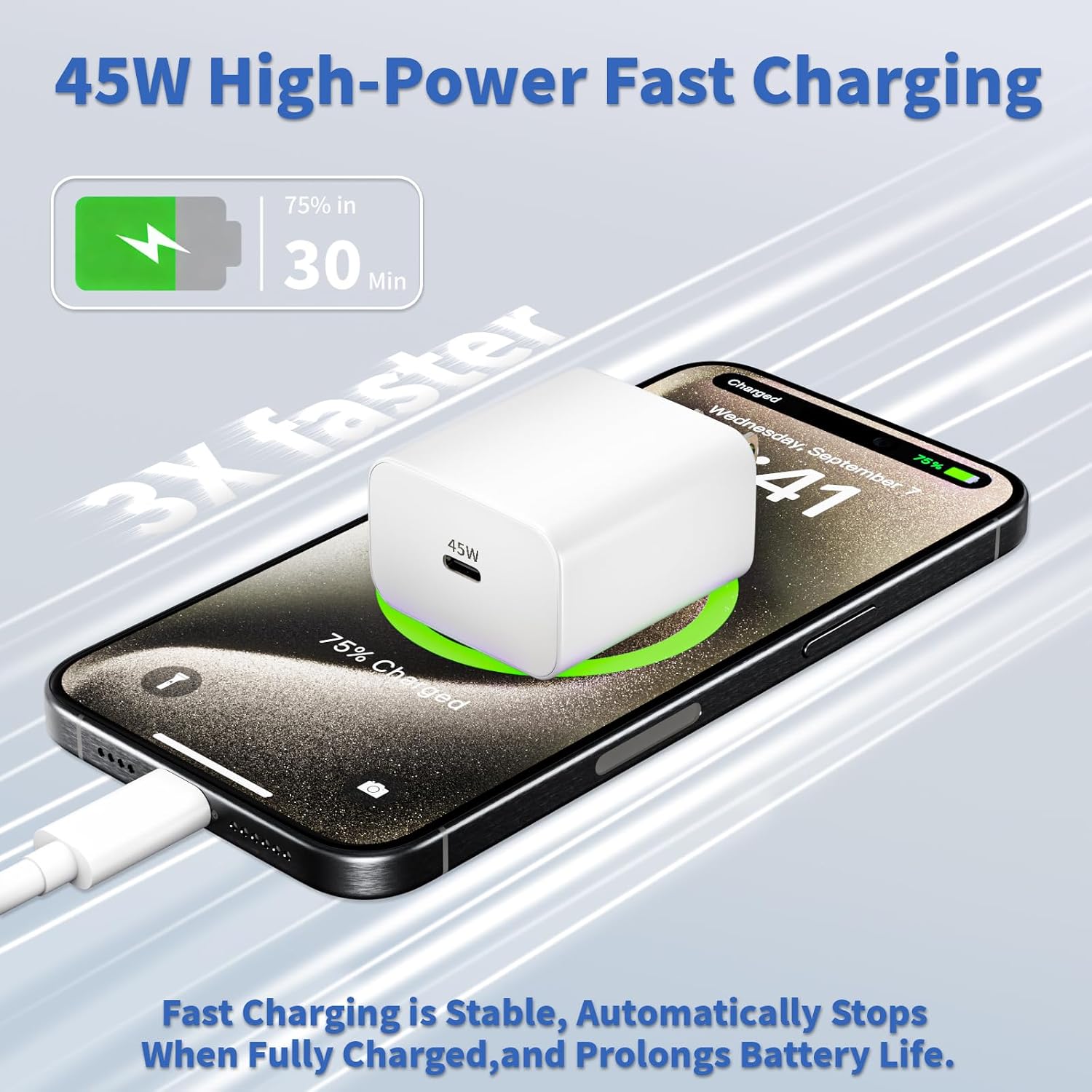Thumbnail 1 de [Apple MFi Certified]Fast Charging USB C Cable for iPhone 17 16 15 Pro, 2Pack Long 6Foot Type C Charger Cord 45W USB C Charger Block Quick Charging for iPhone 17 Air/17 16 15 Pro/Plus/Pro Max,iPad Pro