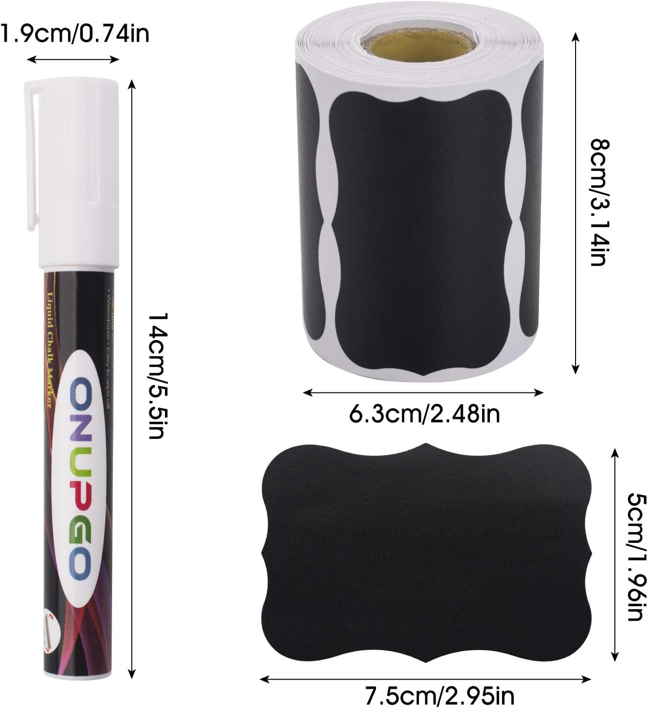 Thumbnail 2 de ONUPGO FL-001 Chalkboard Labels, 180 Waterproof Reusable Vinyl Stickers