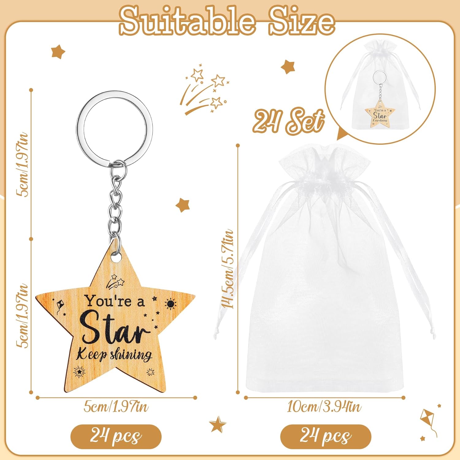 Thumbnail 1 de CSYY 24‑Piece Star Keyring Set: School Leaver Gifts for Pupils (Class of 2026)