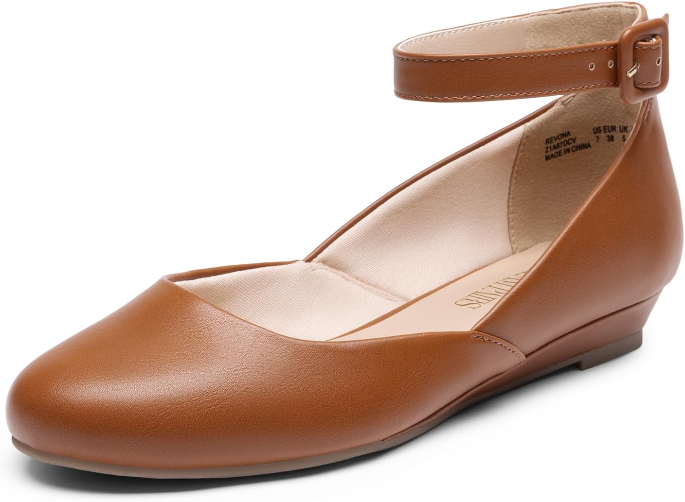 Detalle de DREAM PAIRS Women's Dress Flats Ballet Low Wedge with Ankle Strap