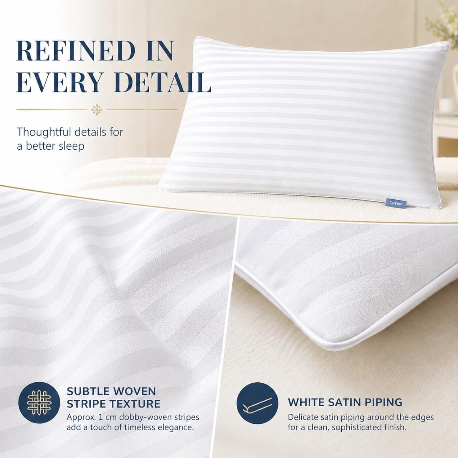 Detalle de CozyLux Bed Pillows, Queen Size