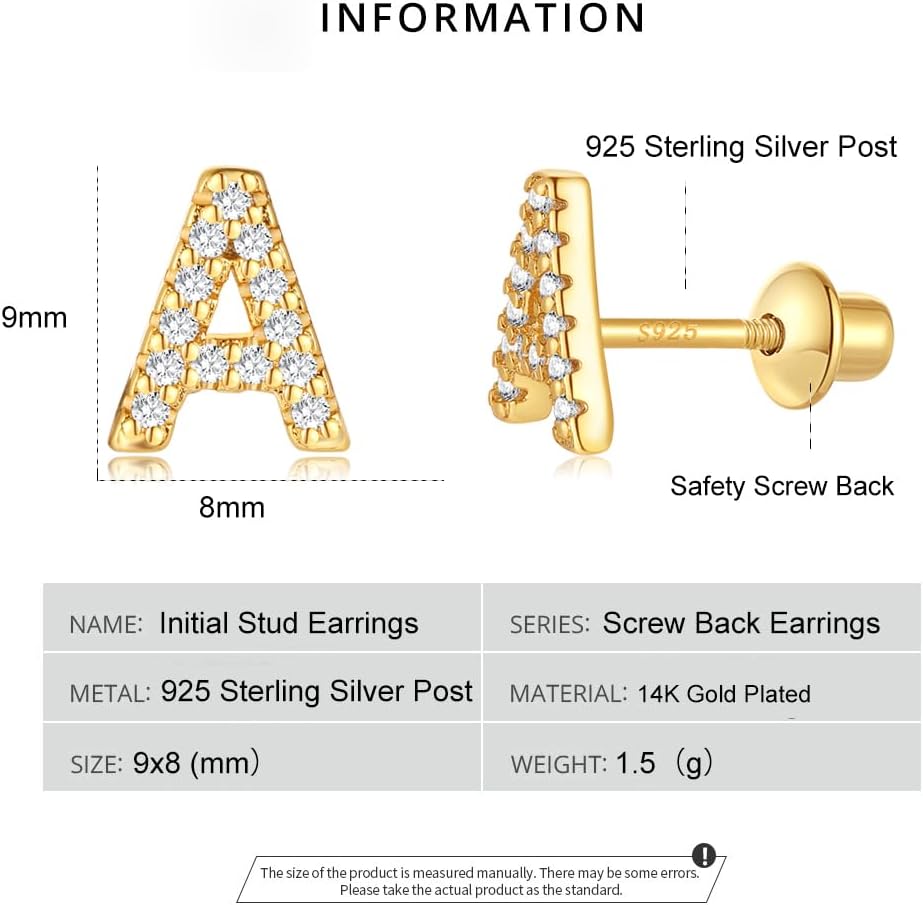 Thumbnail 6 de Boucles d'oreilles initiales en argent 925 TIZU – petites initiales avec zircon cubique
