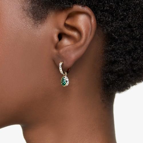 Detalle de Swarovski Orecchini pendenti Stilla: verde a pera, effetto oro placcato