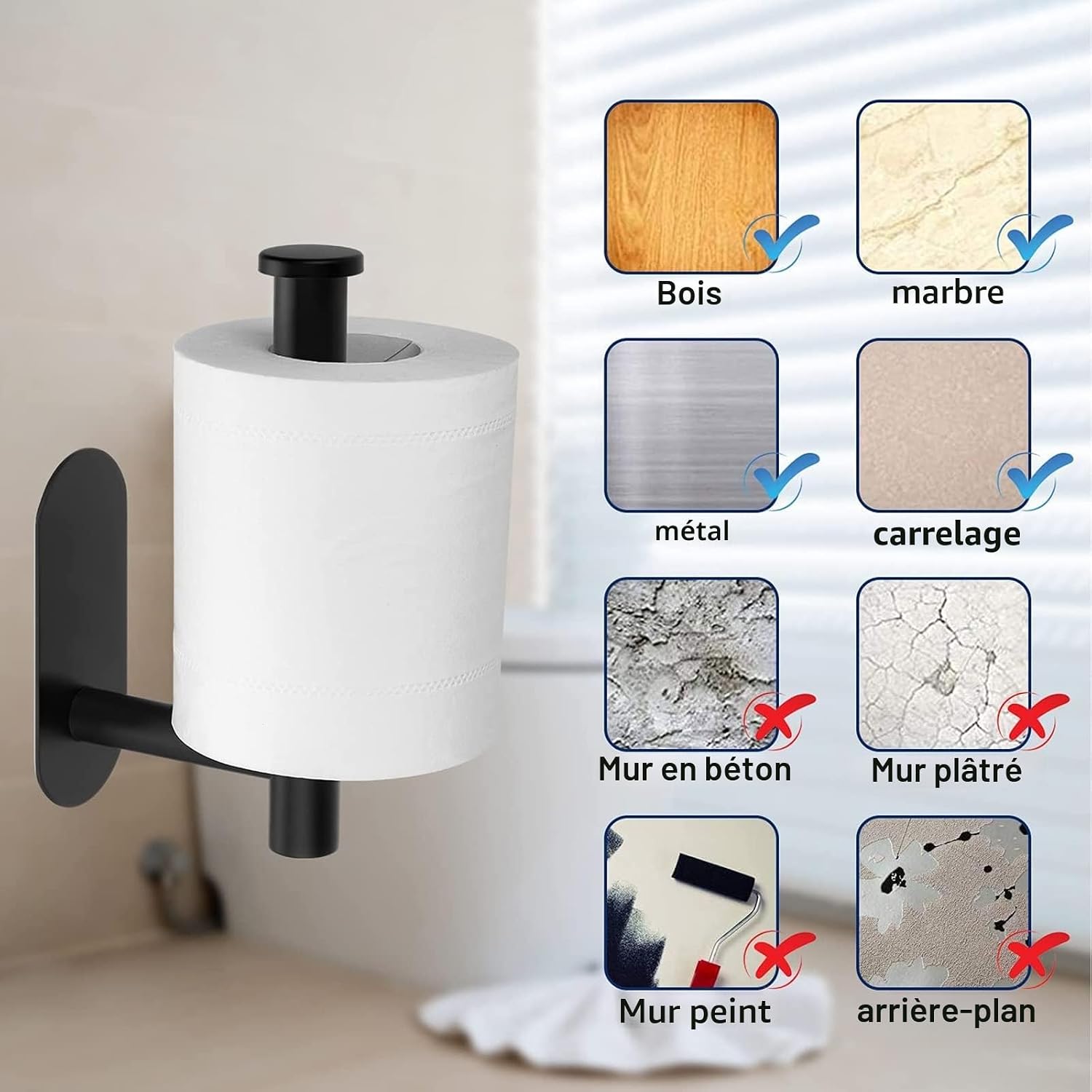 Thumbnail 6 de On and Off Porte Papier Toilette – Support Premium sans Perçage en Acier Inoxydable Noir