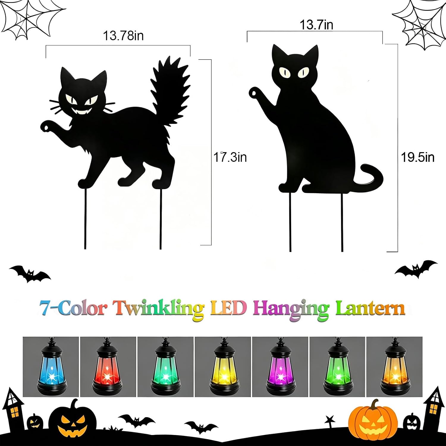 Detalle 2 de yulloyello LL-WS-MTD-HZ-2P Black Cat Yard Signs with Glow-in-the-Dark Eyes