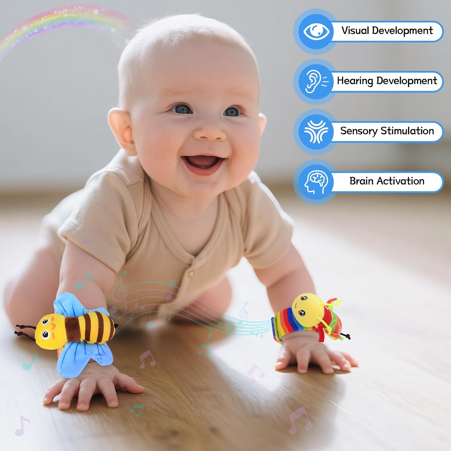 Detalle de Baby wrist and ankle rattles 0-6 months