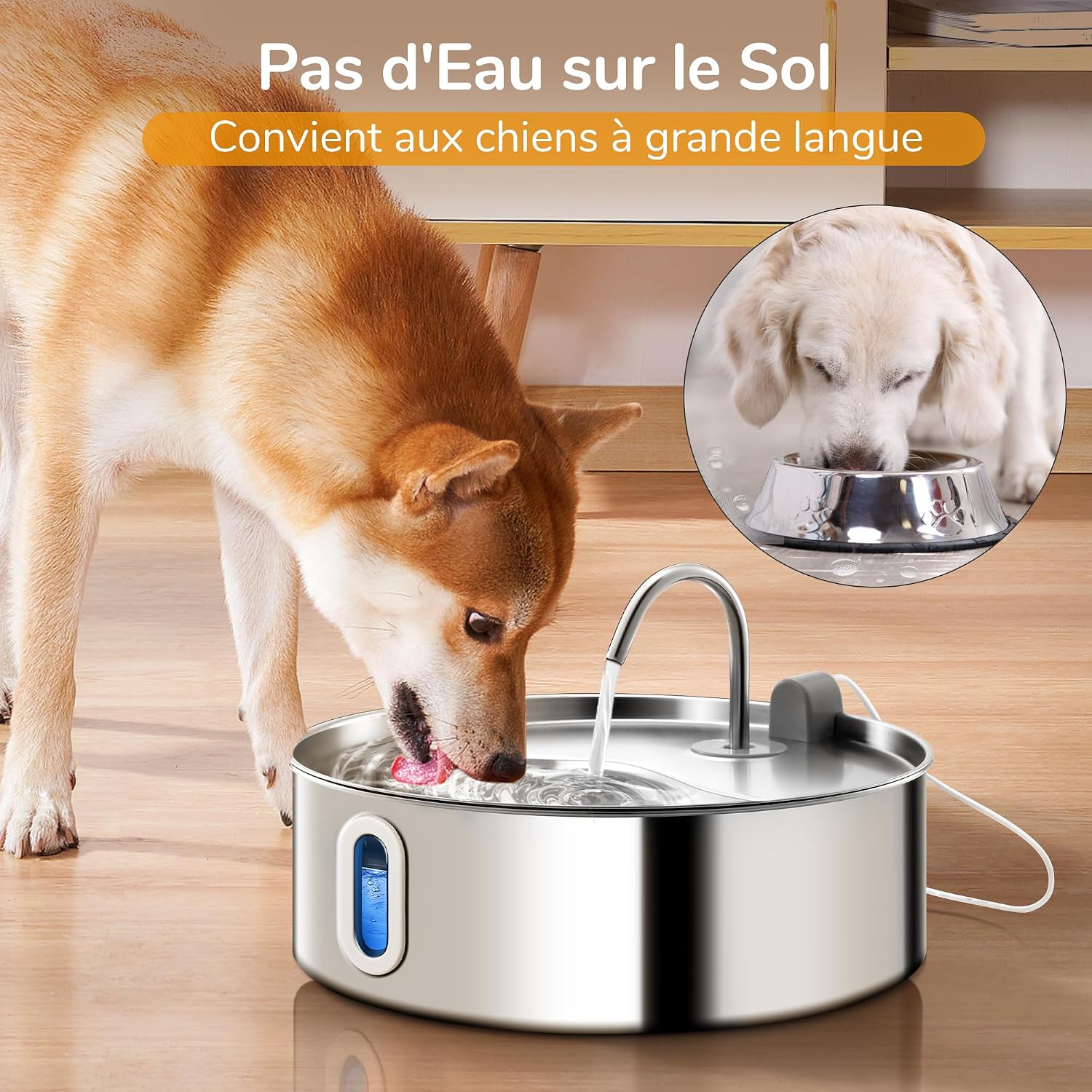 Detalle de FUKUMARU Fontaine à Eau pour Chat et Chien – 7L, Inox 304, Filtration Multicouche et Silencieuse