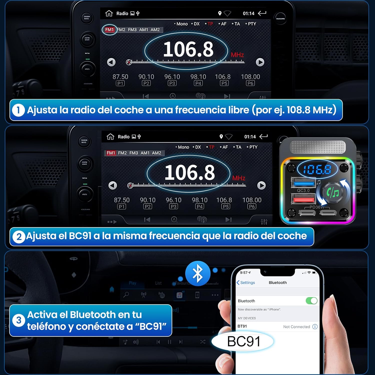 Thumbnail 5 de Gizmovine Transmisor FM Bluetooth Coche 36W