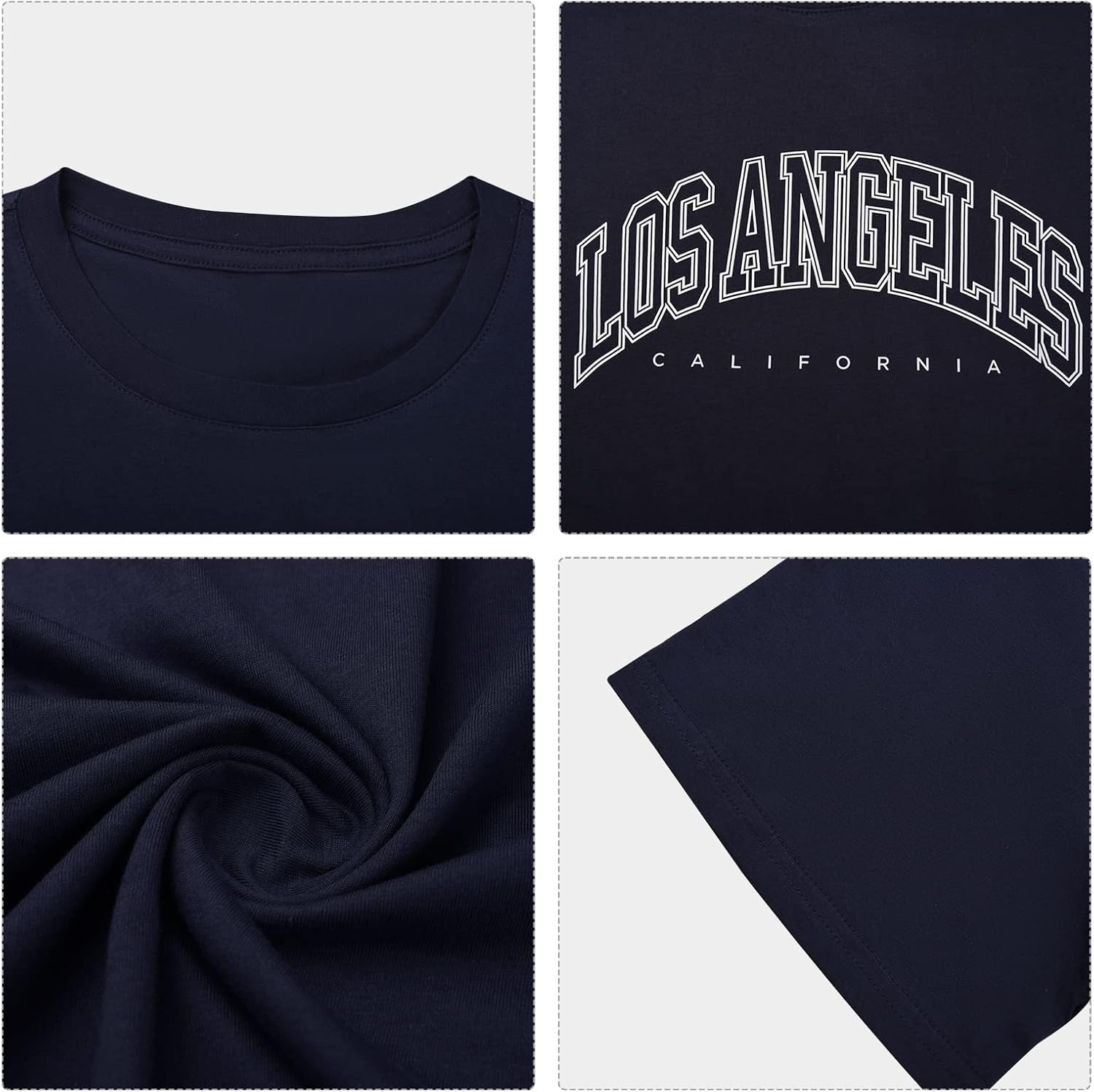 Detalle de Niwicee Damen T-Shirt Lose Rundhals Kurzarm aus 100% Baumwolle – Casual Tops für Sommer