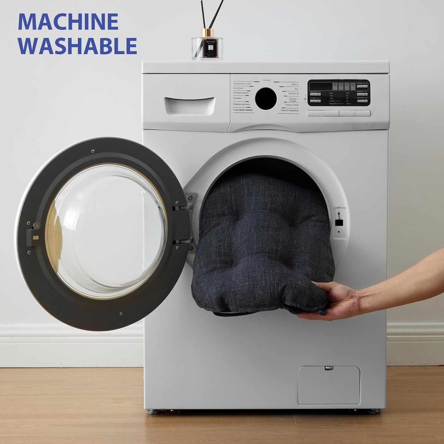 Thumbnail 4 de IPYNBAP Tufted Memory Foam Chair Cushions (Set of 4) for Dining Chairs, Navy Blue, 15.5 in x 15.5 in x 4 in