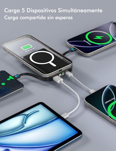 Thumbnail 4 de podoru powerbank Mag-Safe 10.000 mAh con carga magnética y USB-C PD de 20W (pantalla LED) para iPhone