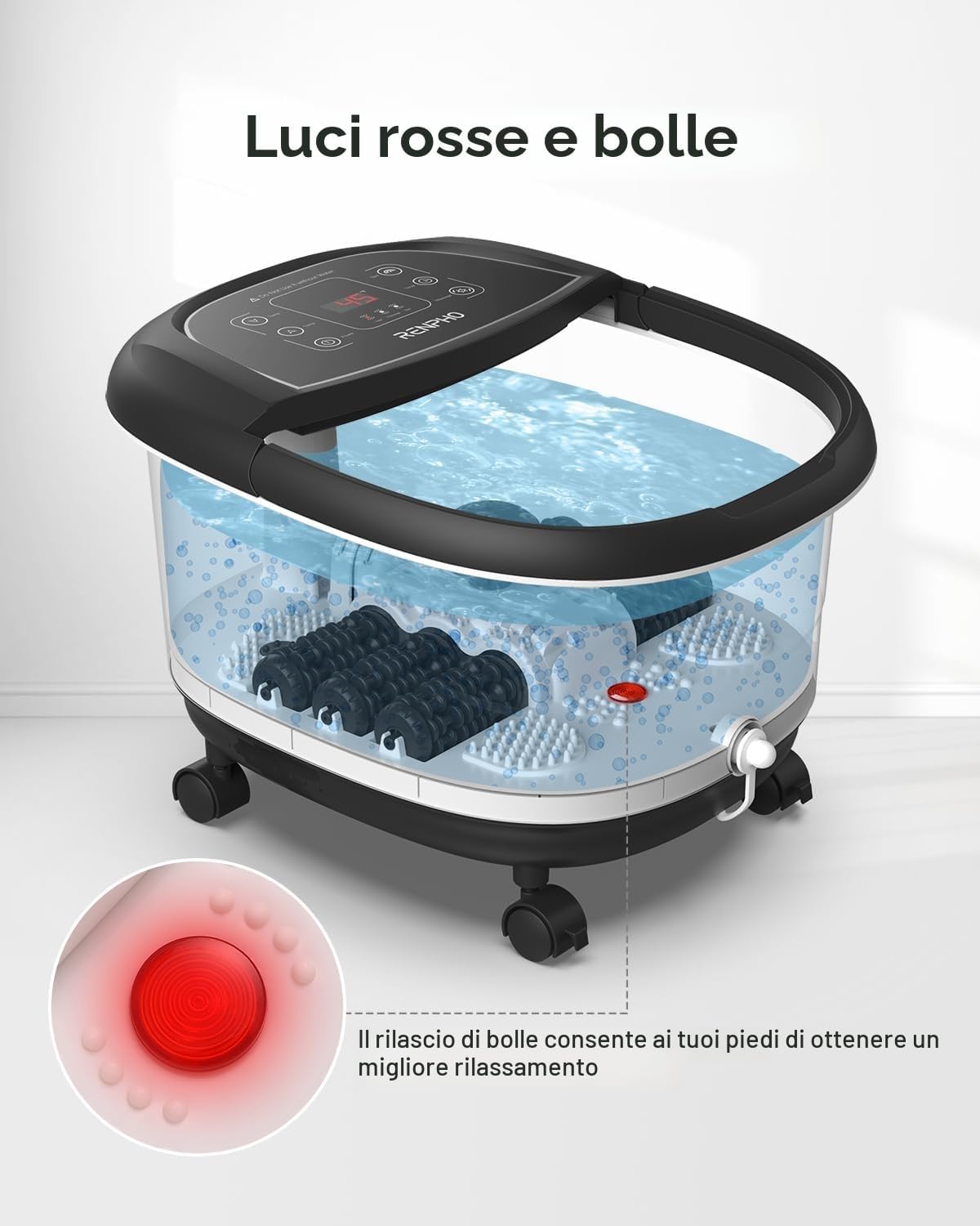 Thumbnail 3 de RENPHO Pediluvio per piedi con riscaldamento veloce, massaggio automatico e bolle