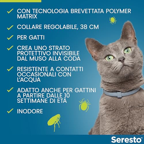 Detalle de Seresto collare antiparassitario per gatti – protezione fino a 8 mesi contro pulci e zecche