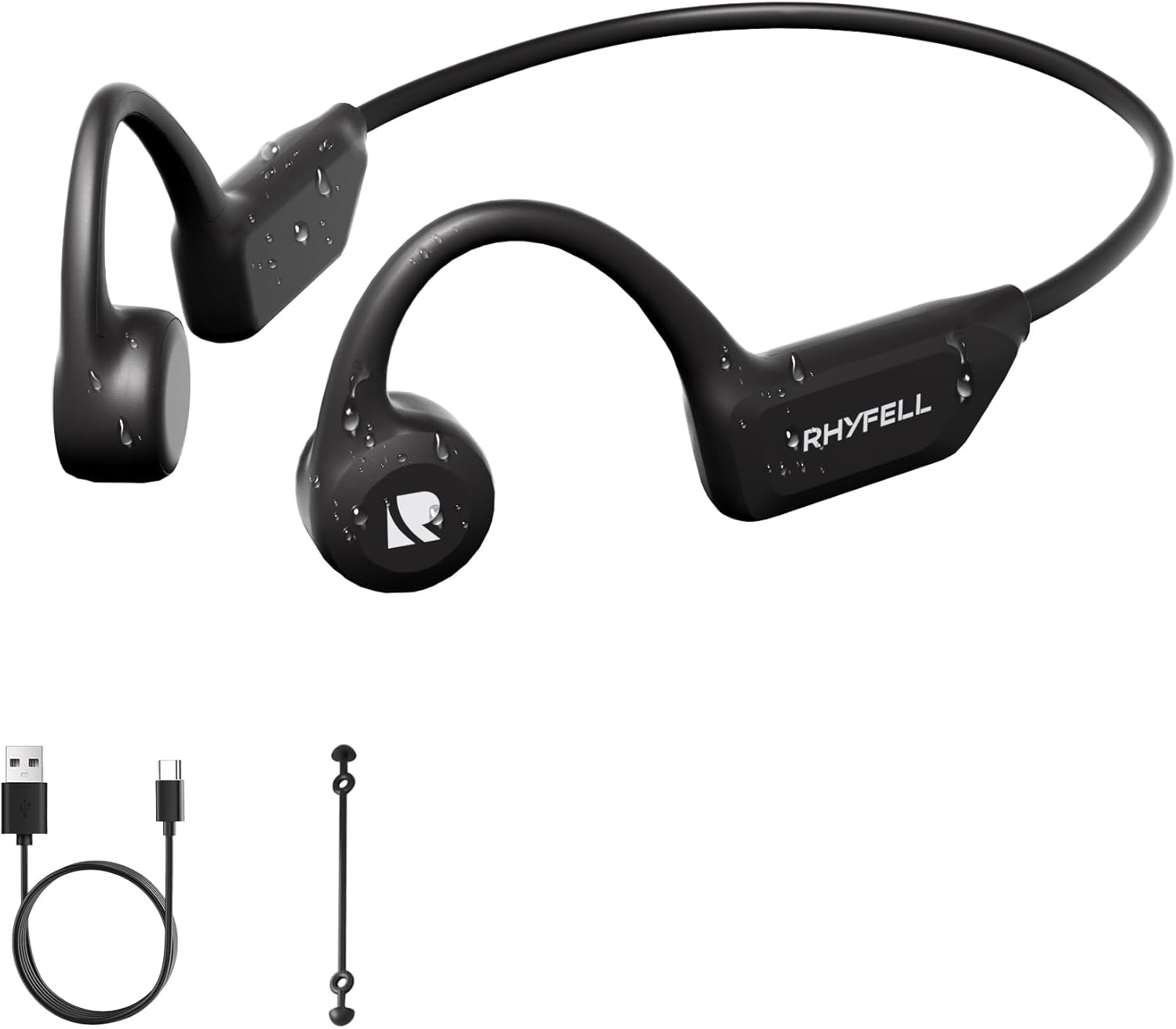 Detalle de Rhyfell Casque à conduction osseuse Bluetooth 6.0 – Écouteurs Sport Oreilles Libres, IPX5, 28 g