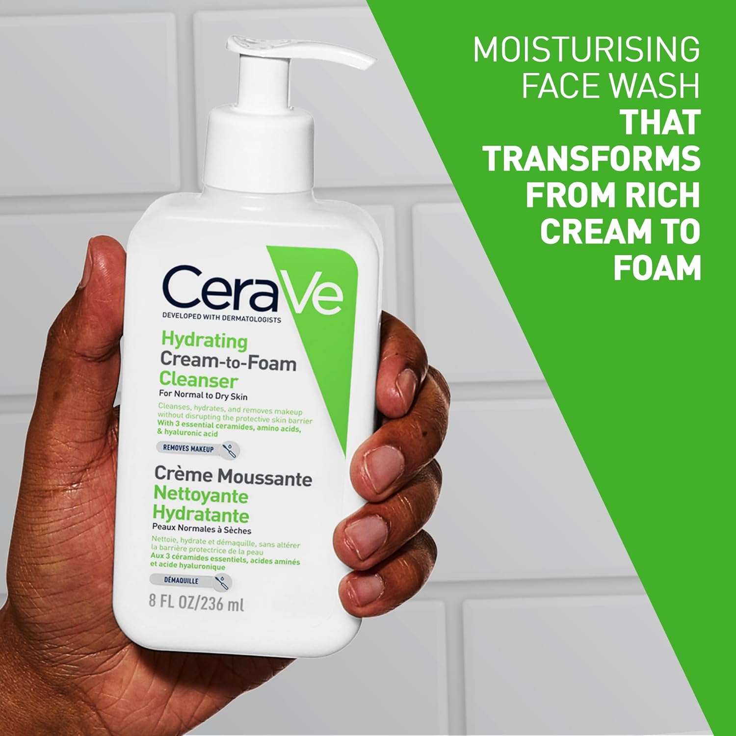 Detalle 2 de CeraVe Cream-to-Foam Cleanser, 236ml