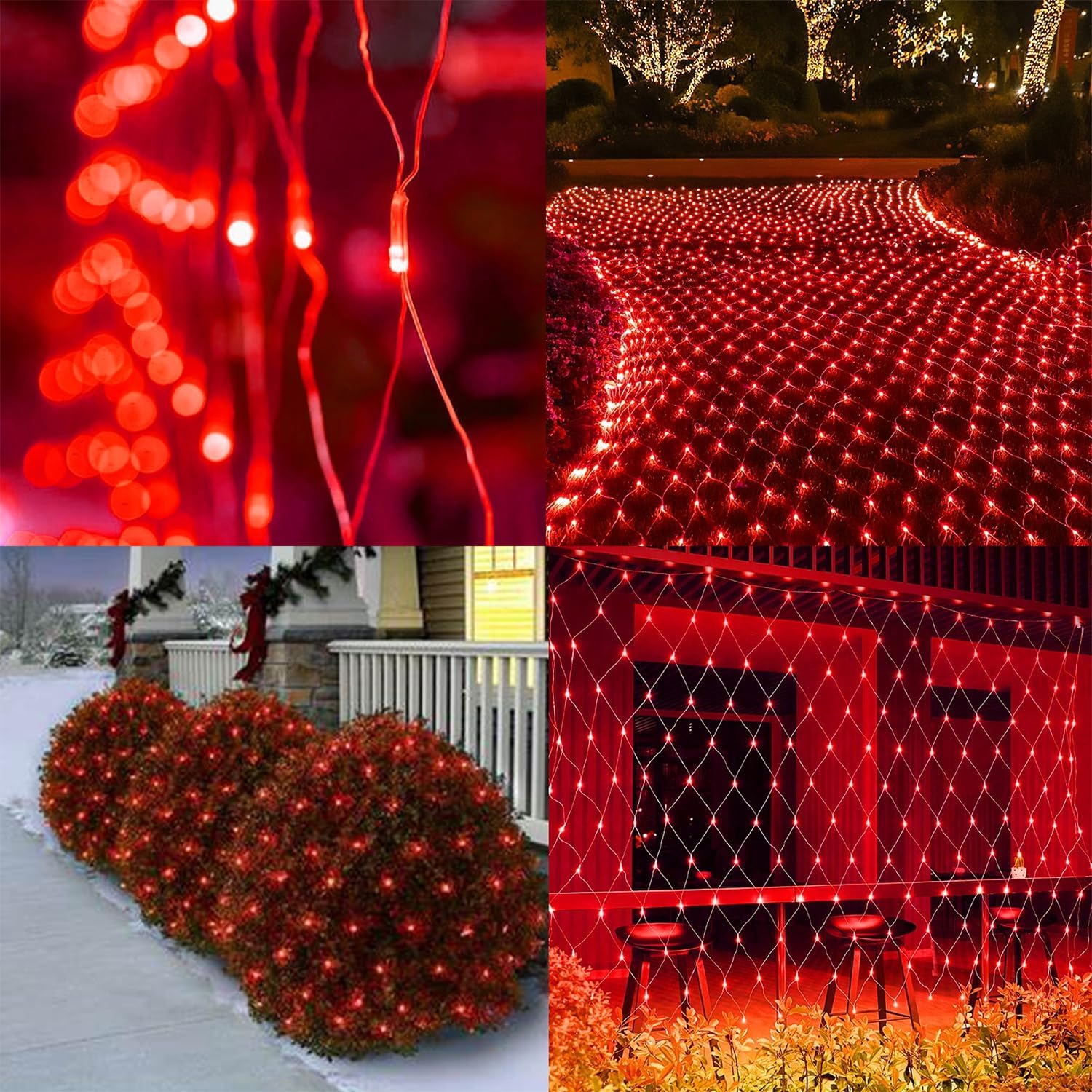 Detalle 2 de WATERGLIDE HB-360WCOI Red 360-LED Outdoor Net Lights, 12 ft x 5 ft