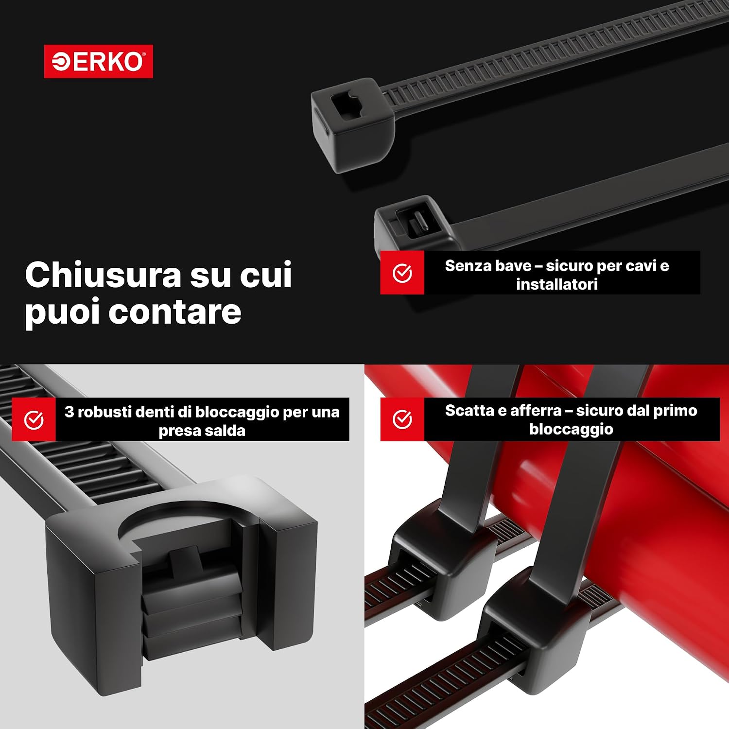 Thumbnail 4 de ERKO Fascette plastica nere 400x4,8 mm 100 pezzi