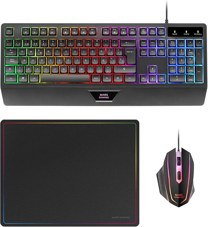 Detalle de Mars Gaming MCP124 🎮 Combo Gaming Teclado, Ratón y Alfombrilla 3en1