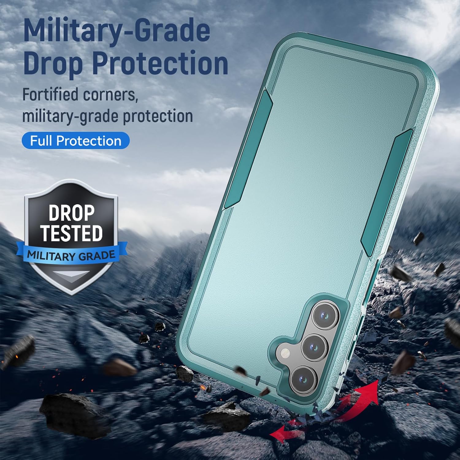 Detalle 2 de Warsia Galaxy A15 5G Rugged Phone Case, Green, Dual-Layer with Screen Protector