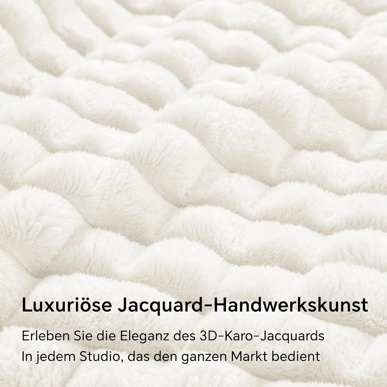 Detalle de BEDELITE Kuscheldecke Flauschig Karo – weiche Flanell-Decke in Cremeweiß, 220x240