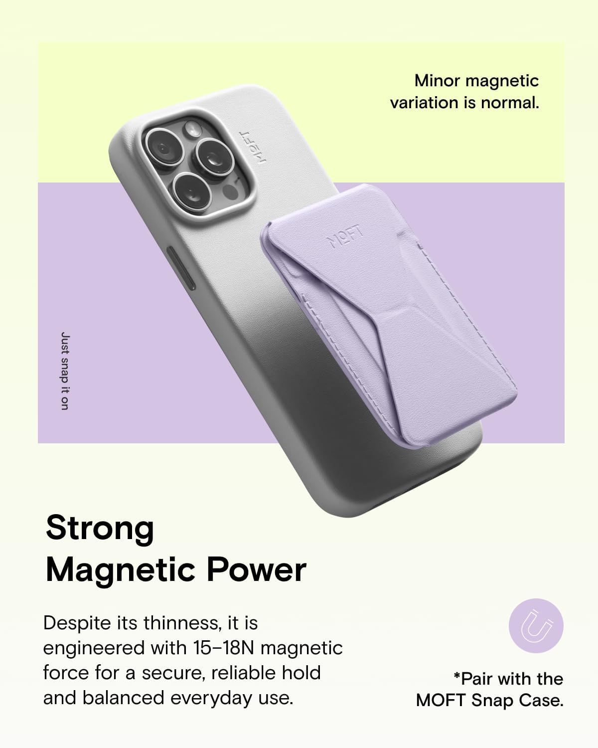 Detalle de MOFT Magnetic Wallet Stand for iPhone 12–17 Series (Peony) — MagSafe Wallet, Foldable Stand, and Grip