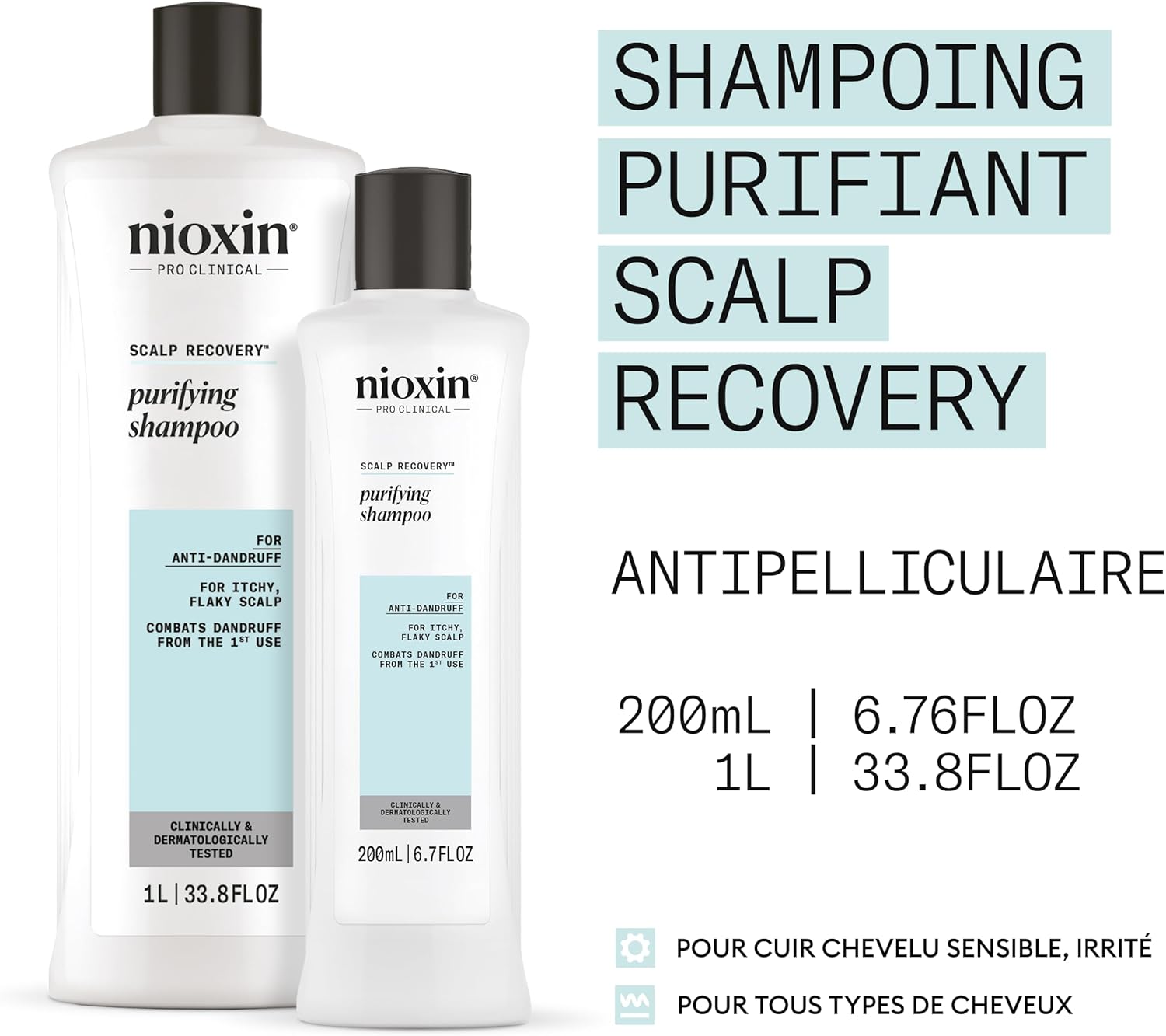 Thumbnail 1 de NIOXIN Scalp Recovery – Kit antipelliculaire, anti-démangeaisons (shampoing, après-shampoing, sérum apaisant, exfoliant)