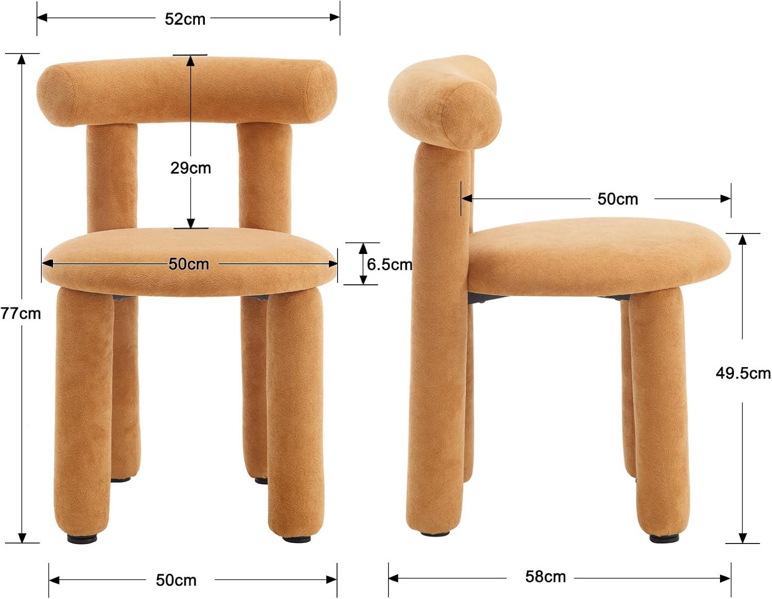 Detalle 2 de chairus 57da0667-45e8-4d38-8d12-ca542fc7418d set van 2 gele stoelen in imitatiebont