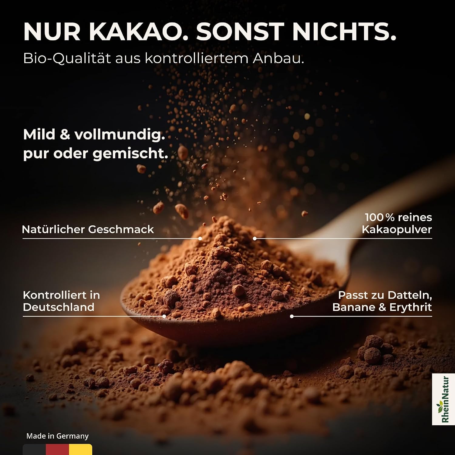 Detalle de RheinNatur biologisch cacaopoeder 1 kg – 100% cacao, ongezoet