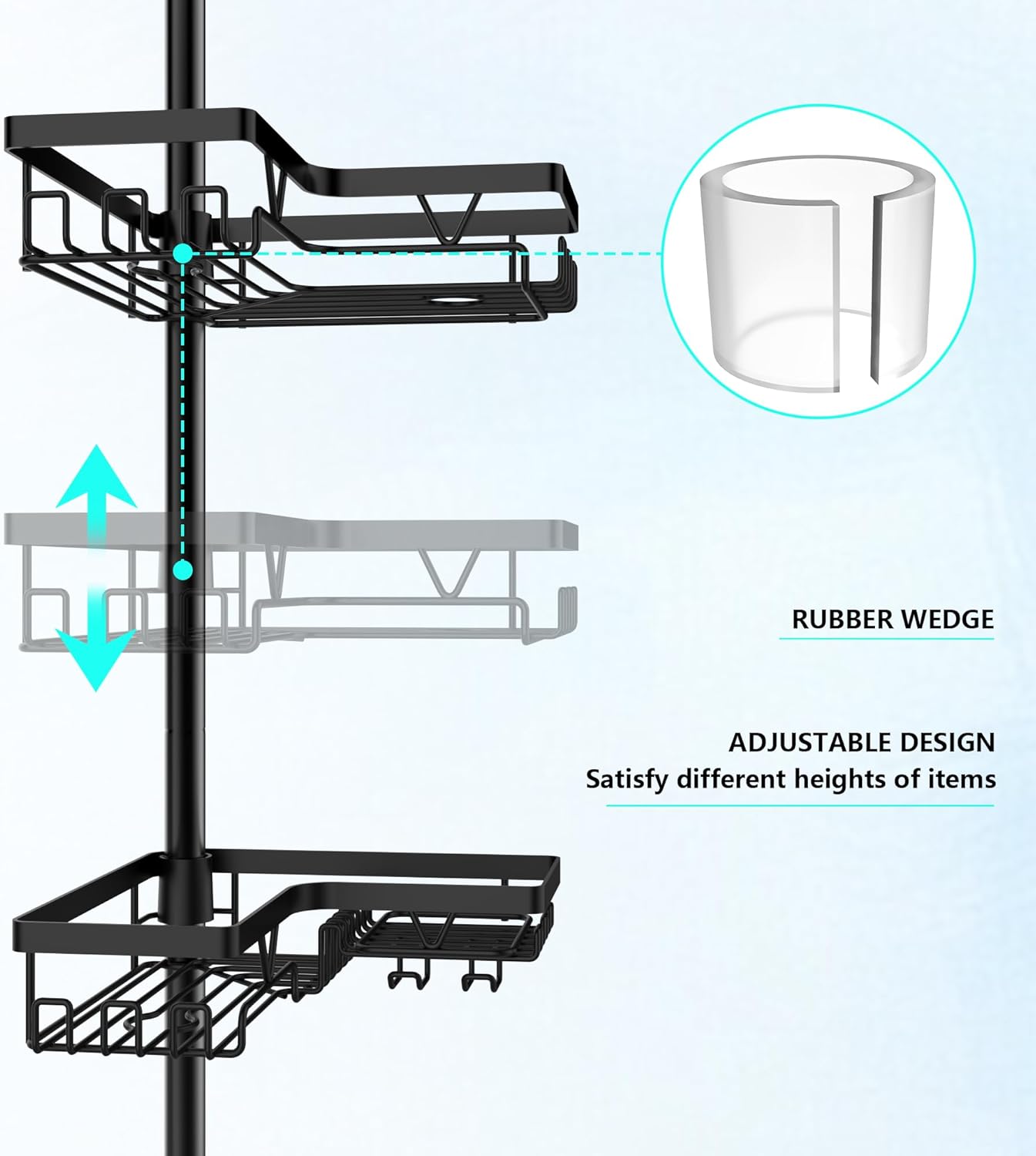 Thumbnail 1 de DAOYA Corner Shower Caddy 4-Tier Tension Pole