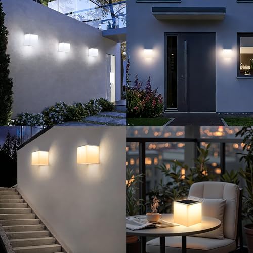 Detalle de Joomer Luces Solares LED Exterior Jardín (2 Piezas) – Aplique de Pared con 3 Modos y IP34 para Exterior