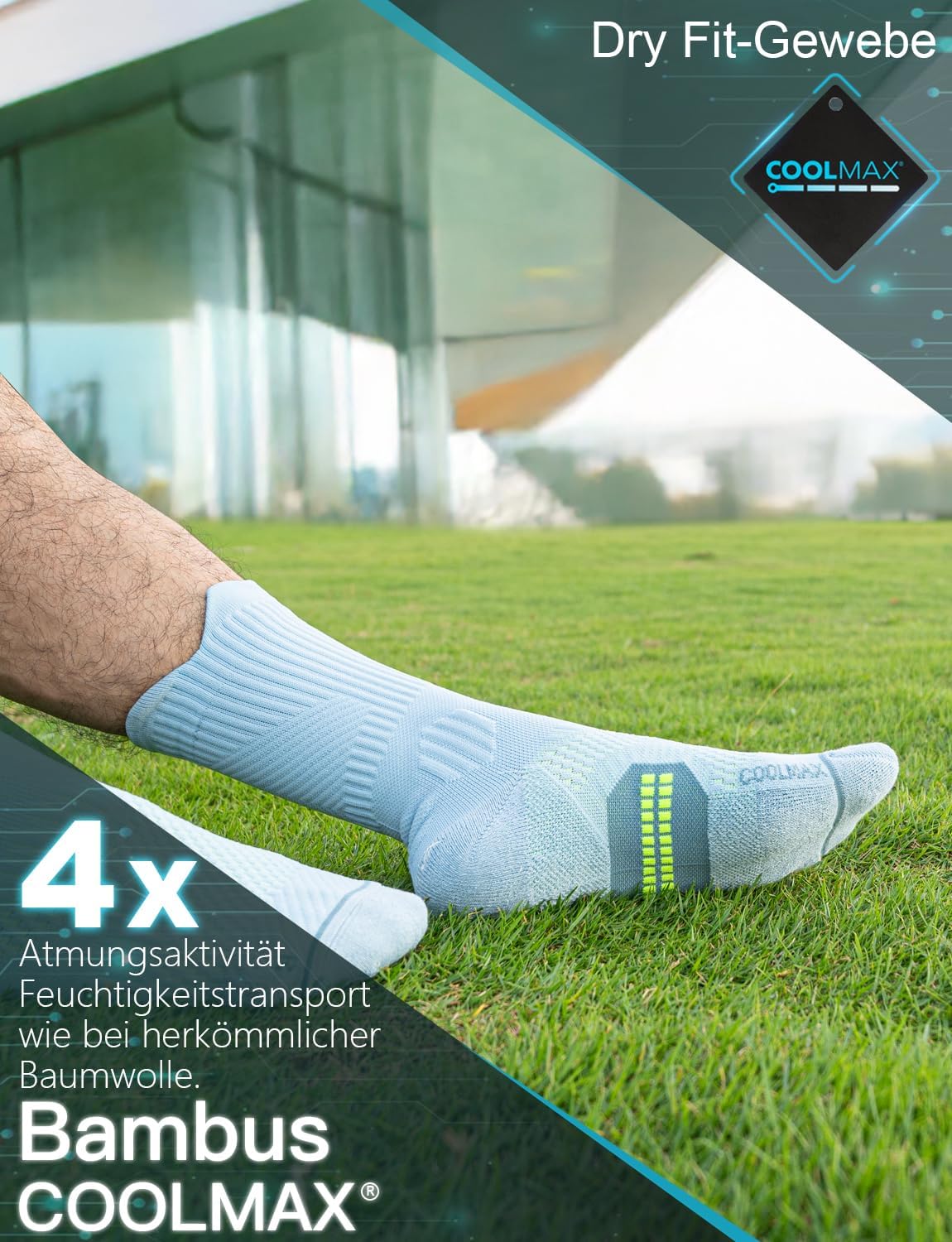 Thumbnail 2 de Juclise Laufsocken Kompressions Wandern Bambus Coolmax – Anti-Blasen, 15–20 mmHg