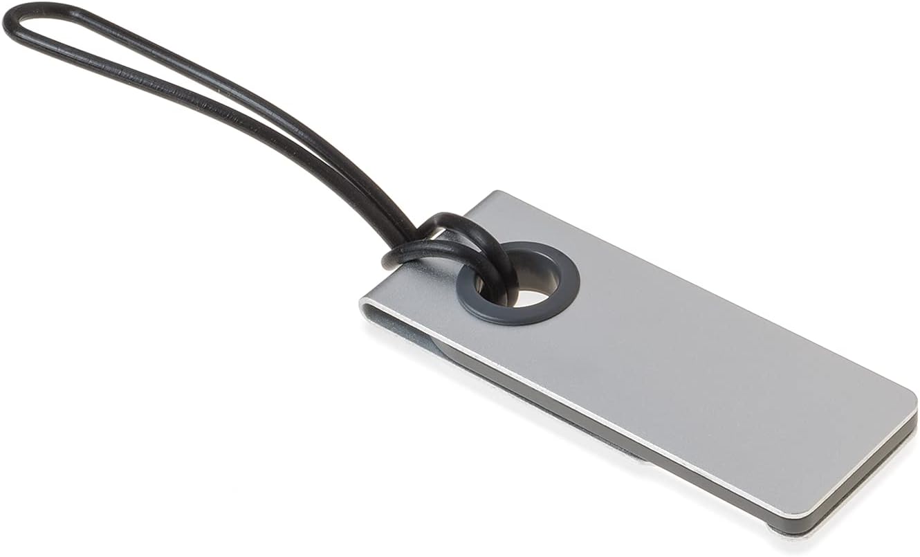 Detalle de Lexon NEO LUGGAGE TAG : étiquette de bagages en aluminium avec lanière en gomme (alu/rouge)