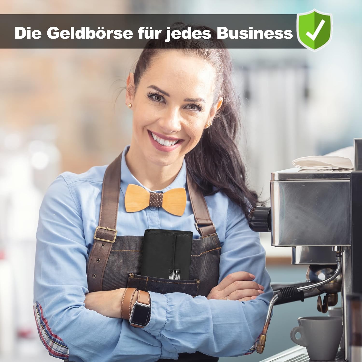 Thumbnail 6 de FLEXIBILITE Kellner-Geldbörse aus echtem Leder mit RFID, Schwarz – Kellnerportemonnaie (18,5 x 9,5 x 4,5 cm)