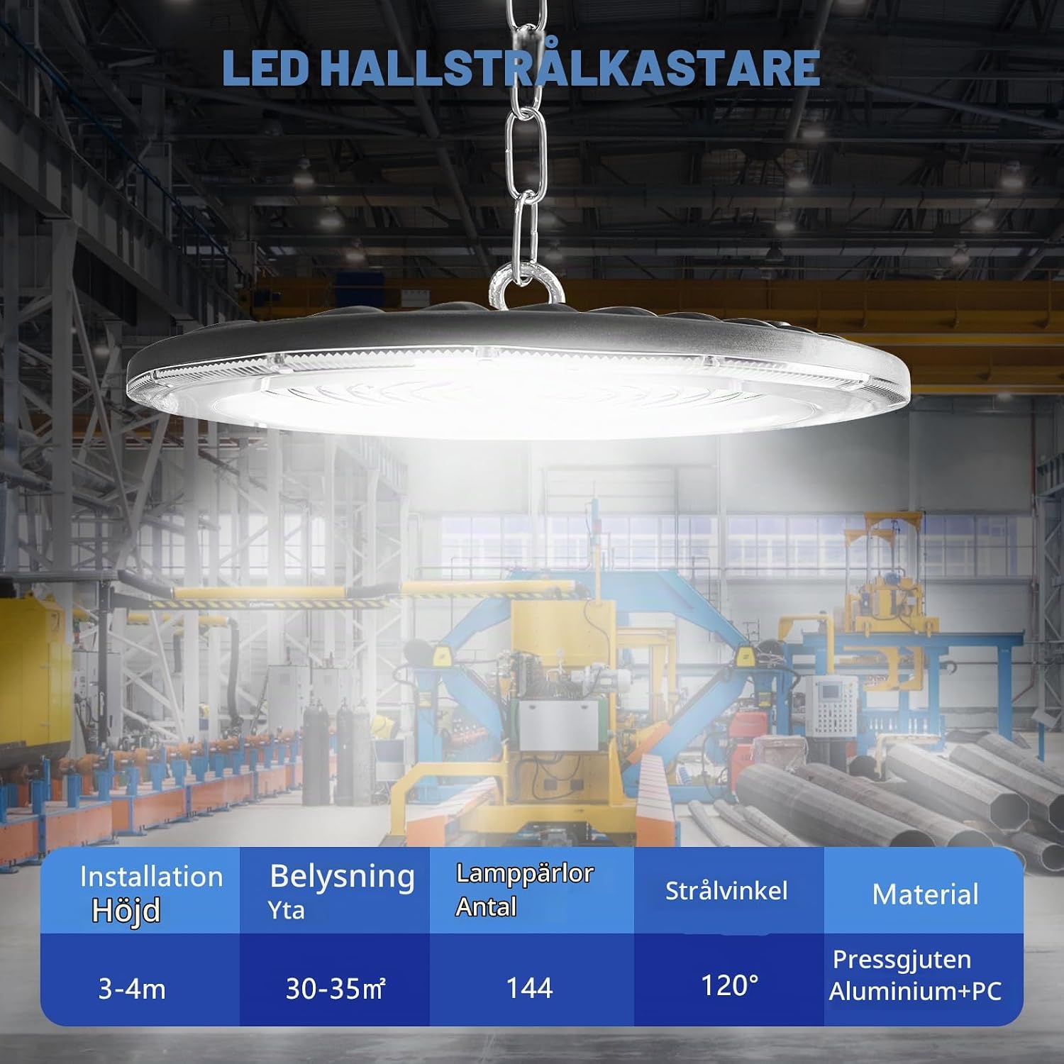 Detalle 2 de JBdusn HS6D-UFO LED-highbaylampor, 100 W, 6 500 K, IP65, 5-pack