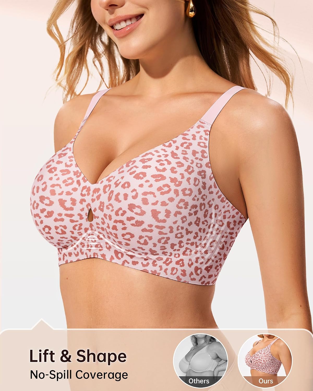 Detalle de LetsJoli Wireless Jelly Bralettes for Women — Seamless Push-Up, Full Coverage, No Underwire