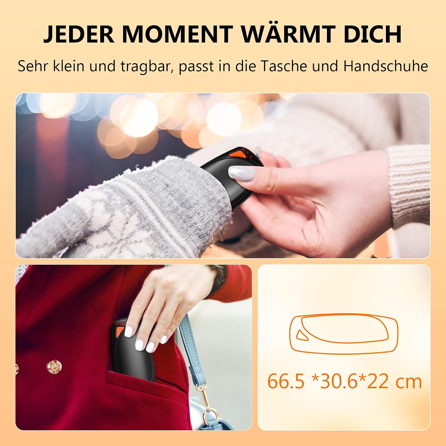 Detalle 2 de COTOP Handwärmer Elektrisch, 2 Pack Hand Warmers Wiederverwendbar mit Ladecase, 14000 mAh Akku Aufladbar USB c, 3 Stufen Heizung Beidseitig bis zu 55°C, Geschenk für Männer Frauen Camping