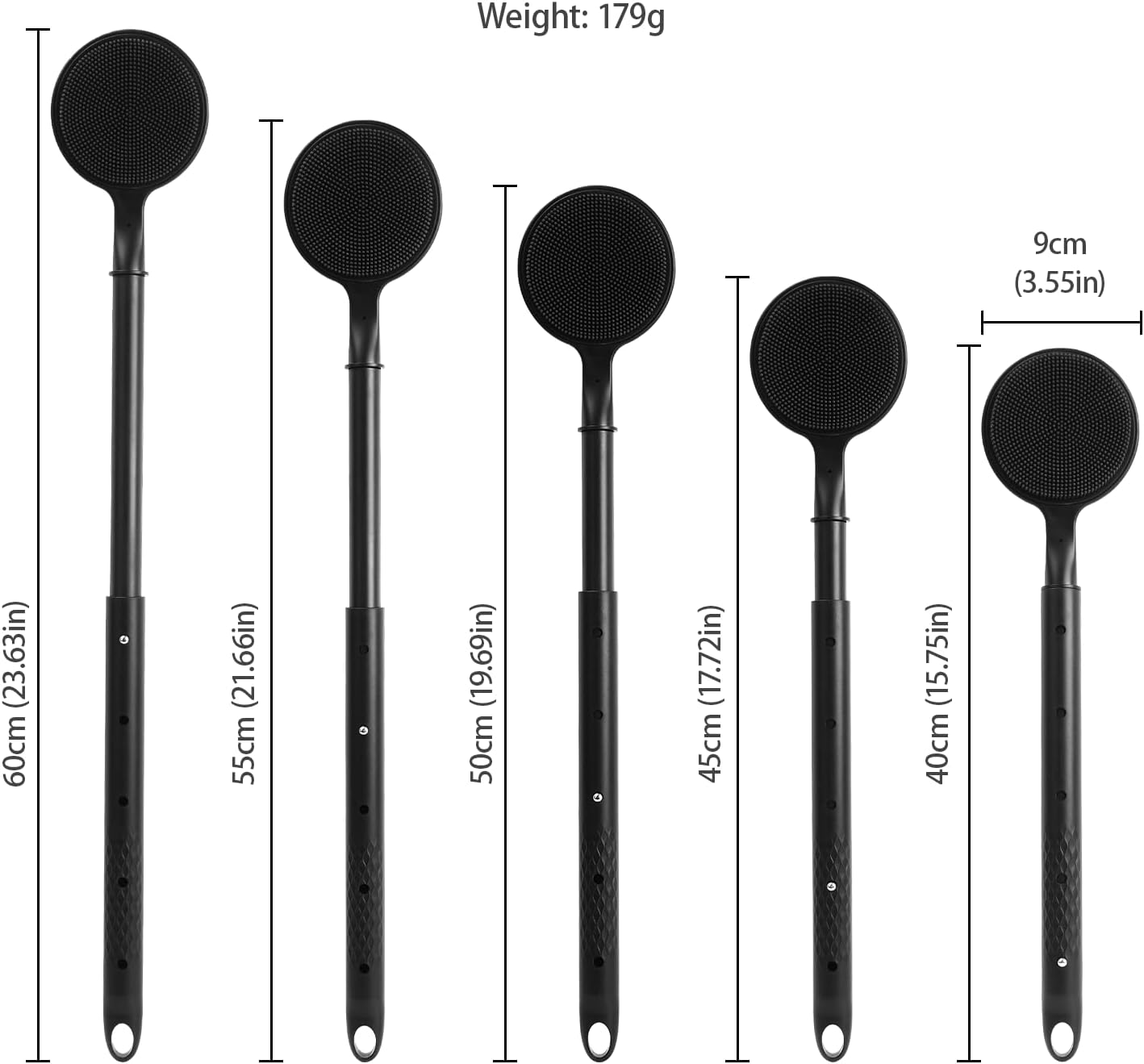 Detalle 2 de Wiseten Silicone Body Scrubber 15.7–23.6" extendable