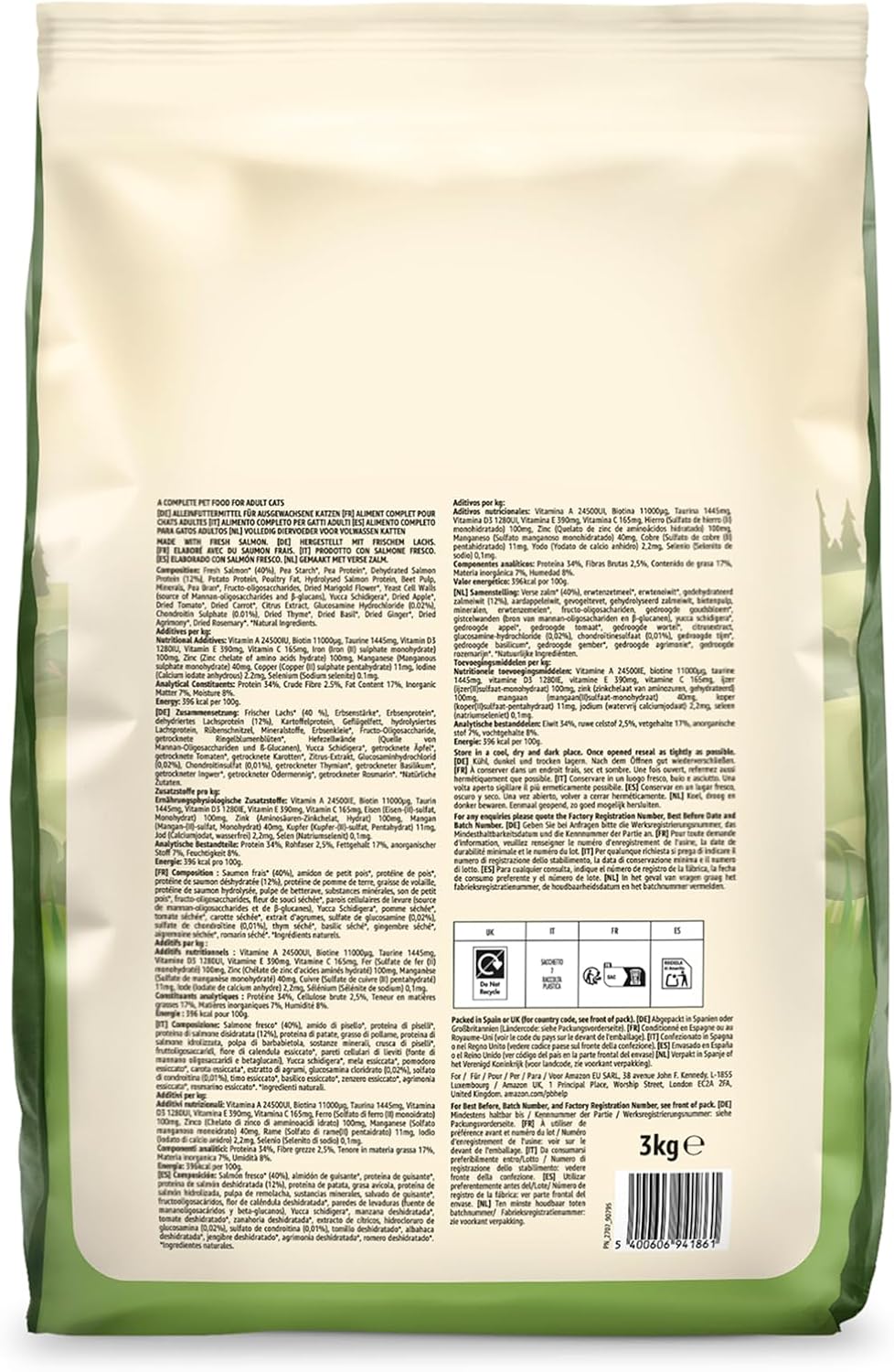 Detalle 2 de by Amazon Katzenfutter für ausgewachsene Katzen – Fein zubereitetes Trockenfutter mit Lachs, 3 kg
