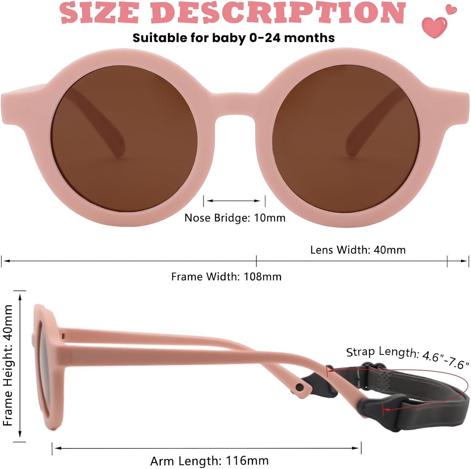 Detalle de LOJUDI Baby Sunglasses 0-24 Months with Strap – Polarised, UV400 Protection
