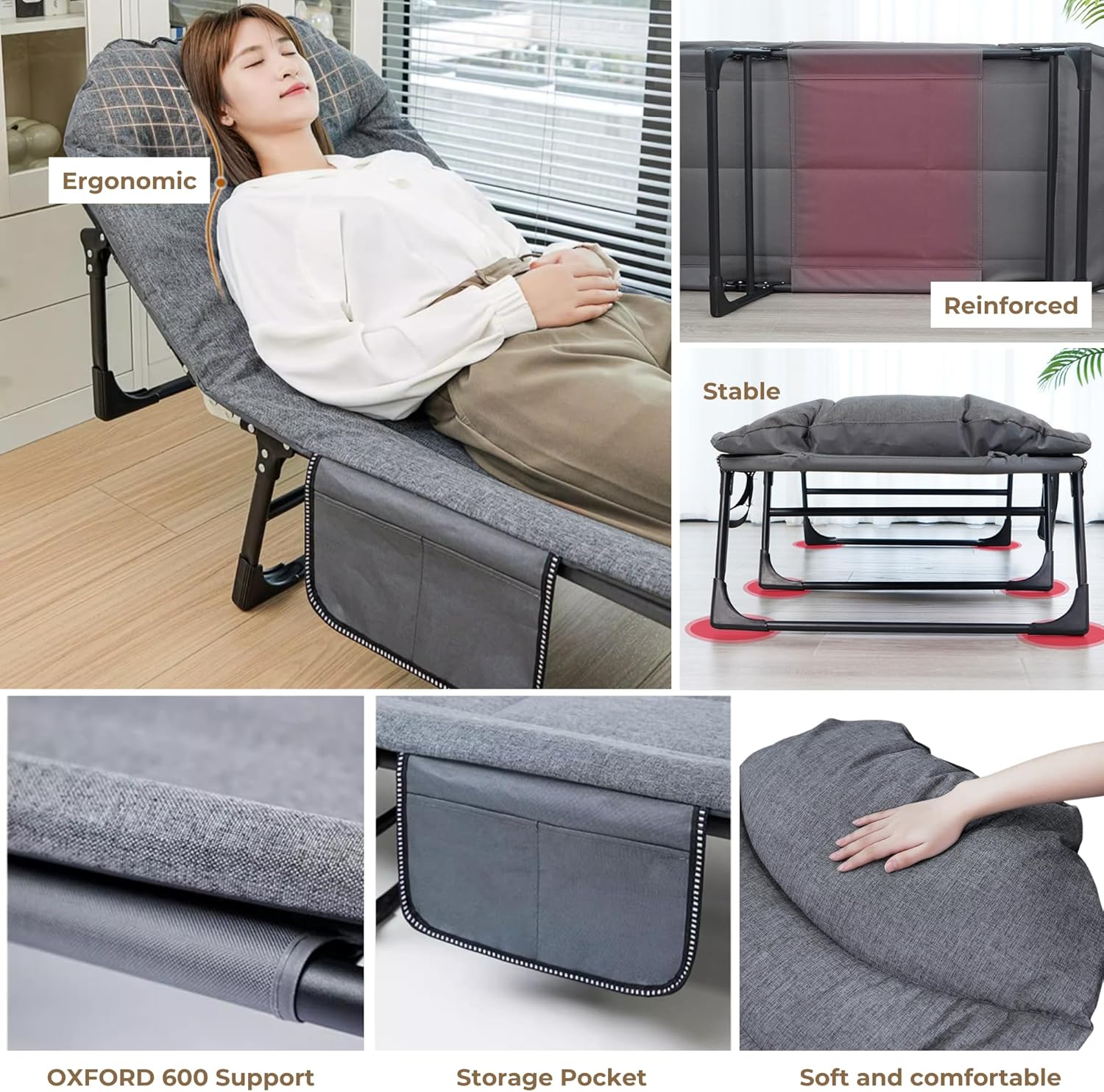 Detalle 2 de Cama de Camping Acolchada 200x63 cm