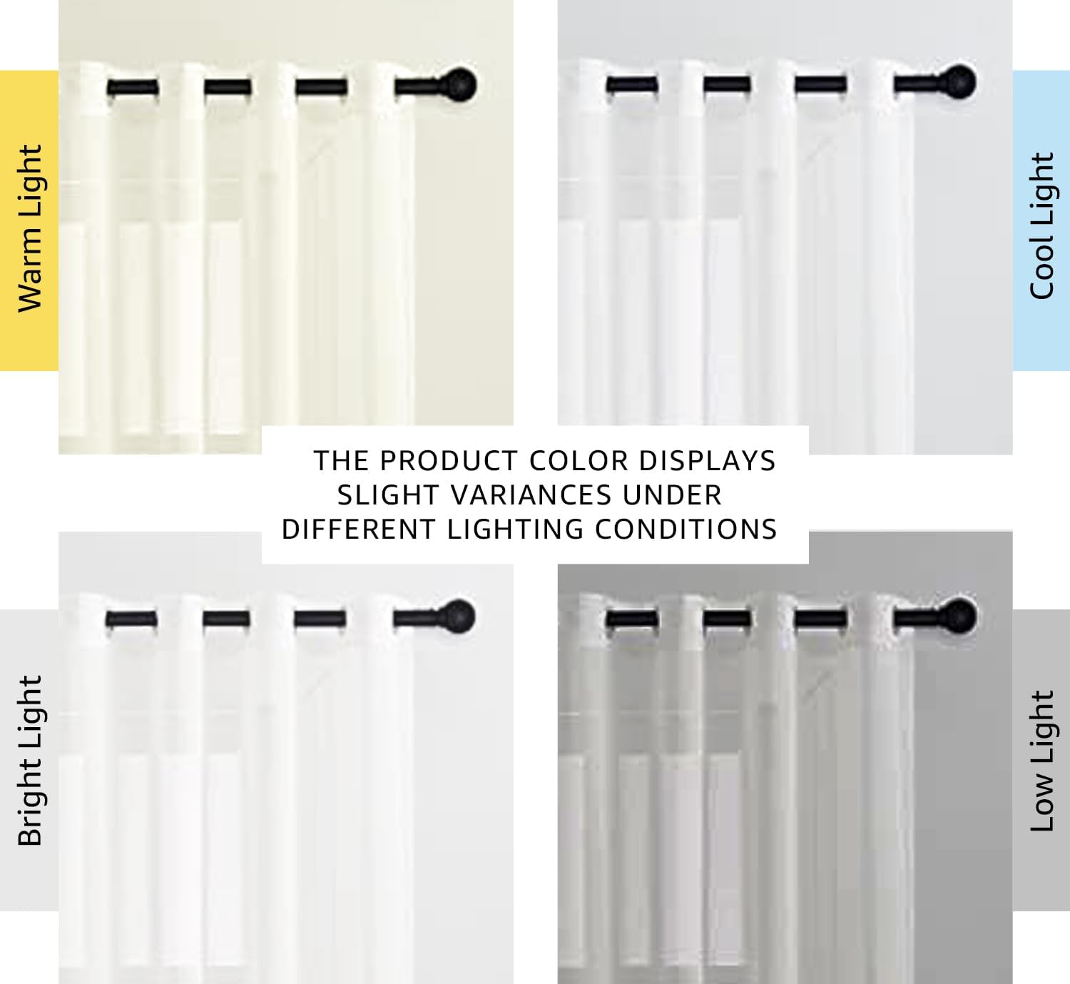 Detalle de NICETOWN White Sheer Linen Curtains (84 inch length) — 2 Panels Set with Grommets