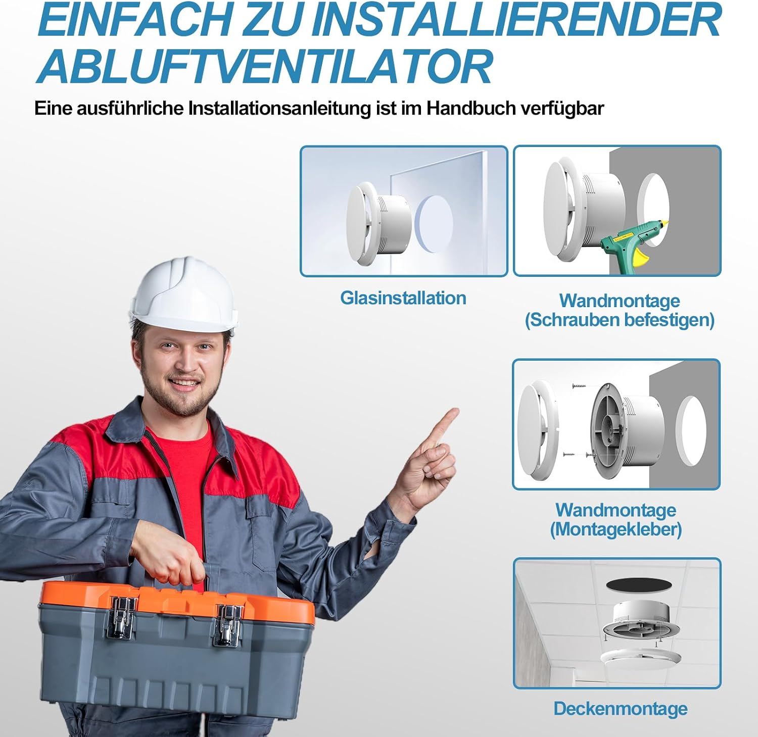 Detalle 2 de SBONNI Badlüfter 100mm – Leiser Abluftventilator 12W, 130 m³/h, IPX4, 5 Jahre Garantie