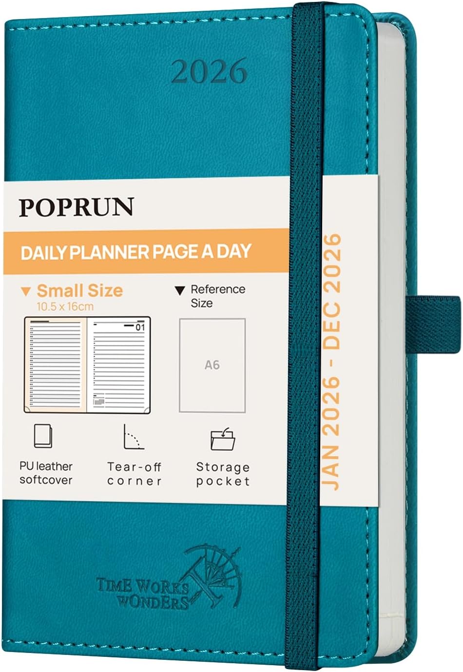 Detalle de POPRUN Agenda 2026 Dia Por Pagina Pequeña Verde Pacífico