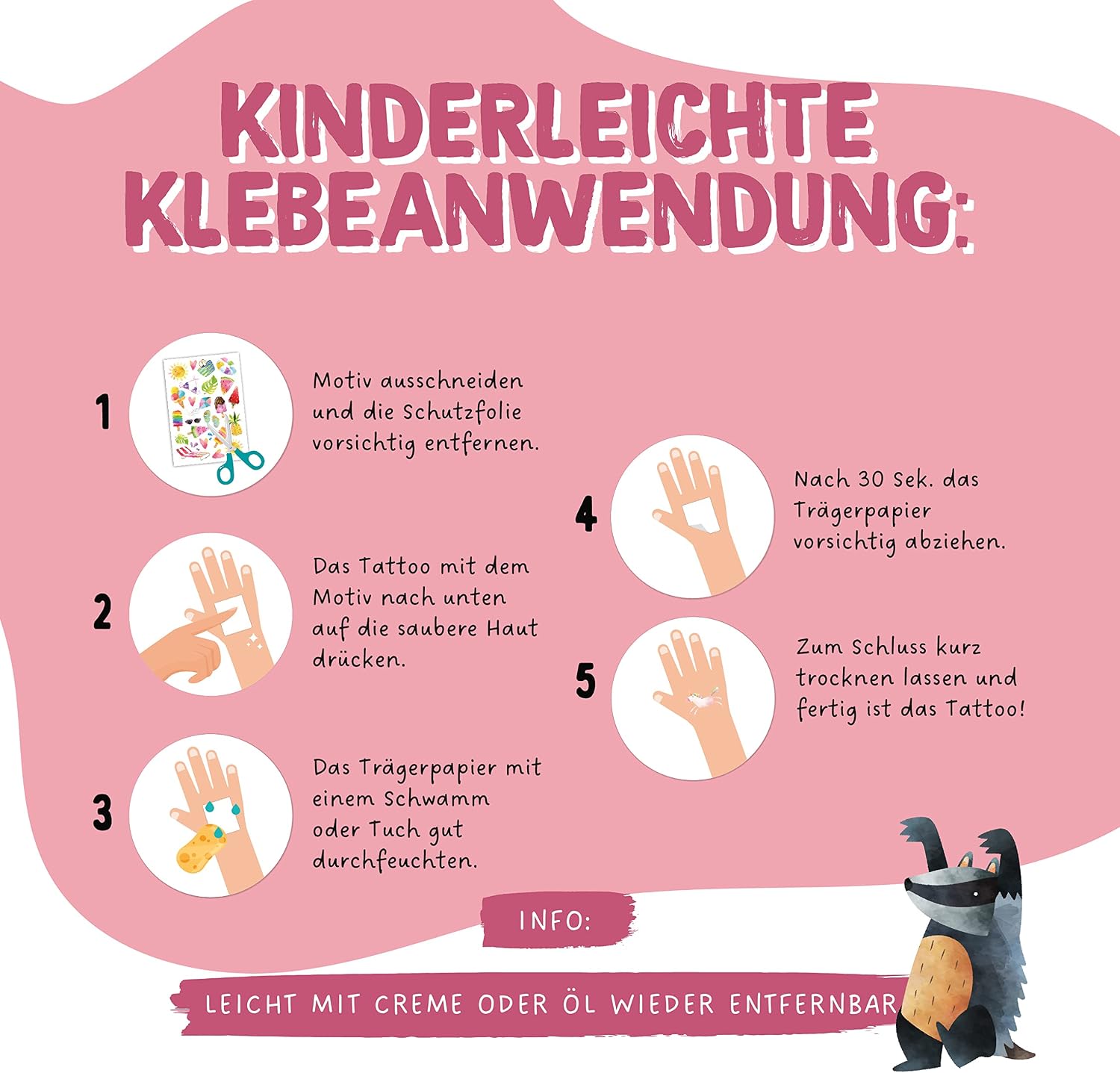 Detalle 2 de Papierdrachen Kinder Metallic-Tattoos 100 Stück