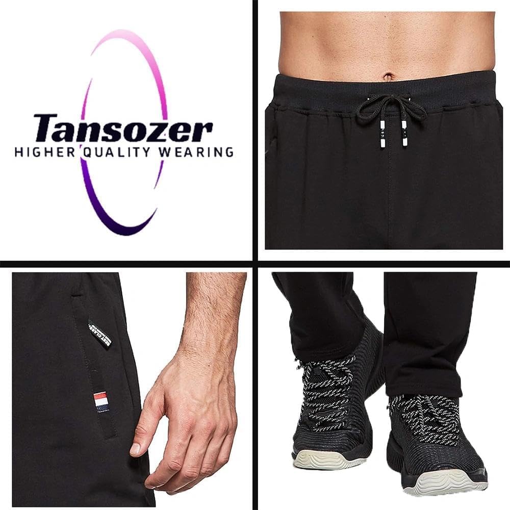 Detalle de Tansozer joggingbroek voor heren van katoen met rechte snit en ritszakken