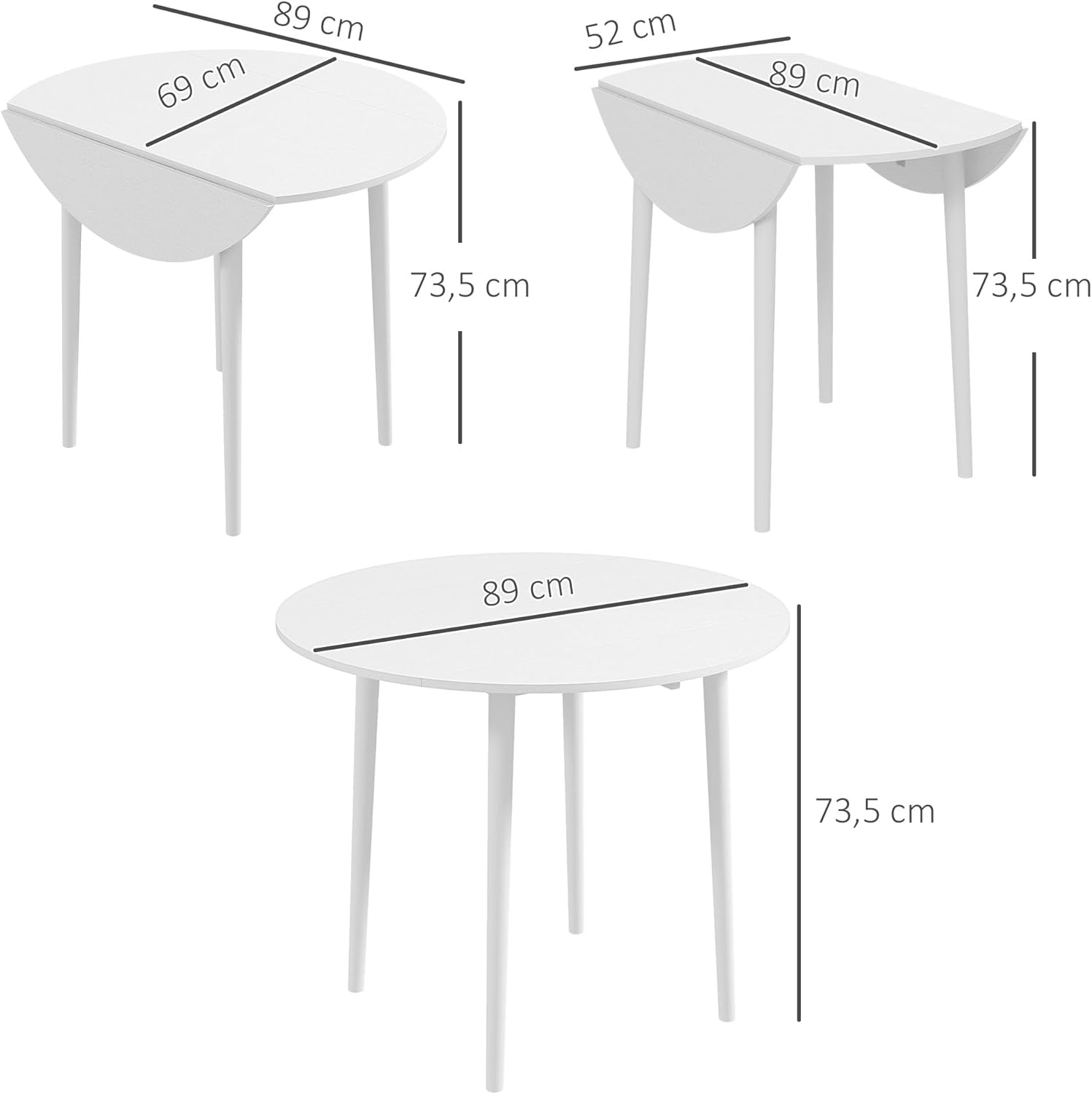 Thumbnail 2 de HOMCOM Table à Manger Pliante Ø89 cm