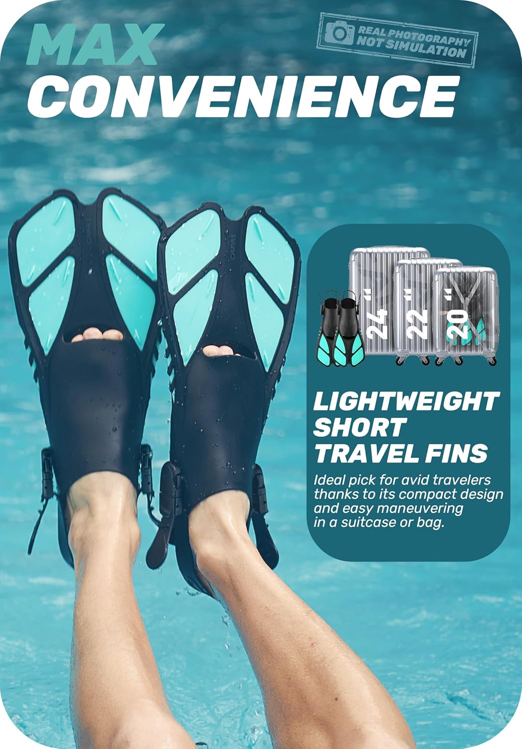 Thumbnail 5 de CAPAS Snorkel Fins: Travel-Size Open-Heel Swim Fins for All Ages