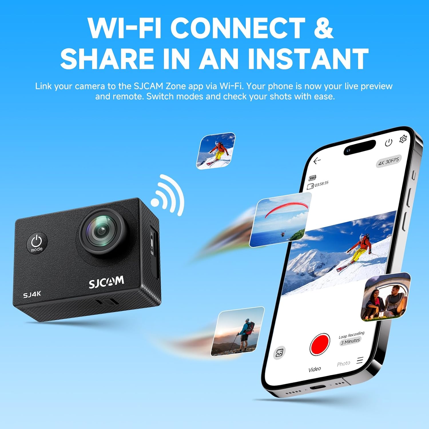 Thumbnail 5 de SJCAM SJ4000 4K Action Camera Kit (64GB card, 40MP, 30m waterproof, 170° FOV, EIS) with dual batteries