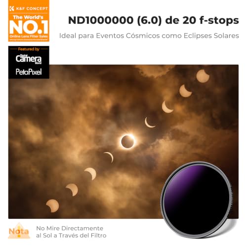 Detalle de K&F CONCEPT 67mm Filtro ND1000000 para Eclipse Solar – Certificado ISO 12312-2